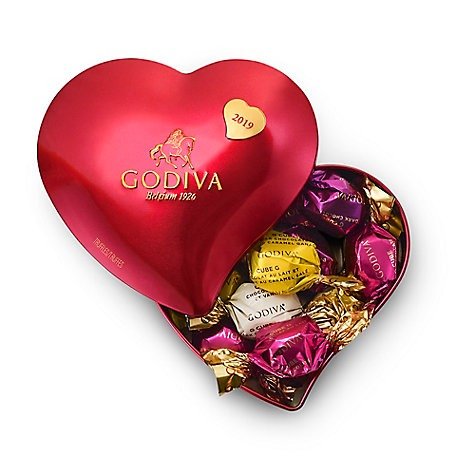 Valentine's Day Chocolate Keepsake Heart Tin with Assorted G Cube Chocolate Truffles, 12 pc. | GODIVA