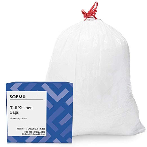 Solimo Tall Kitchen Drawstring Trash Bags, 13 Gallon, 120 Count