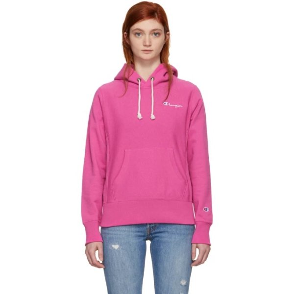 - Pink Small Logo Warm-Up Hoodie