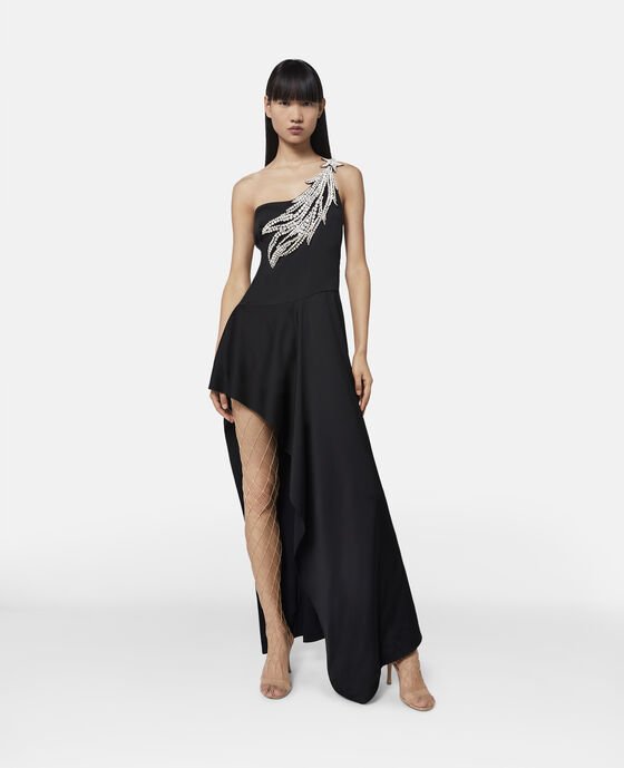Crystal Strass Star Asymmetric Midi Dress