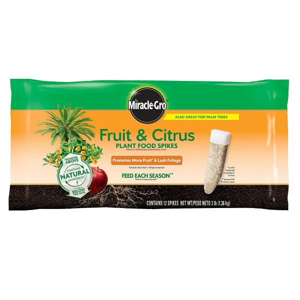 Miracle-Gro 4852012 Fruit & Citrus Plant Food Spikes-Set of 12