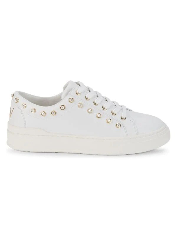 Women's Tillie Faux Pearl-Studded Leather Sneakers