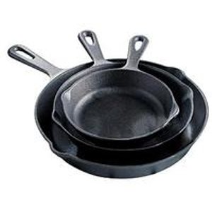 Essential Home 3-Piece Cast Iron Fry Pan Set