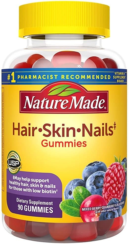 Hair, Skin & Nails 2500 mcg Biotin Gummies w. Vitamin C, 90 Count (Packaging May Vary)