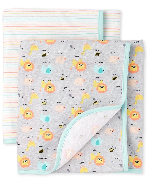 Baby Boys Animals Swaddle Blanket 2-Pack