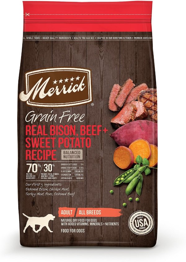 Grain Free Dry Dog Food Real Bison, Beef & Sweet Potato Recipe, 22-lb bag - Chewy.com