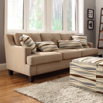 Chelsea Lane Upholstered Tufted Sofa - Light Brown
