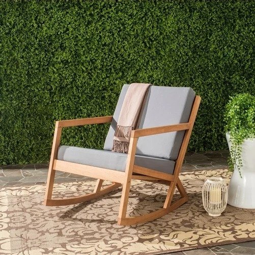 Outdoor Living Vernon Grey/ Tan Eucalyptus Rocking Chair