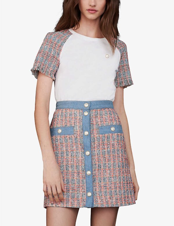 Jenise check organic-cotton mini skirt