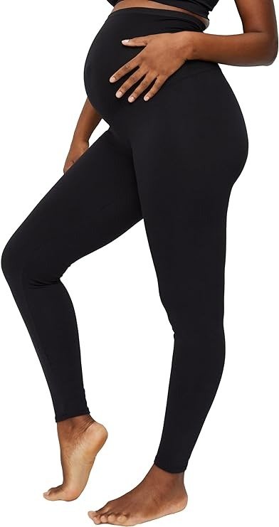 Women's Over the Belly Stretch Pregnancy Leggings Full & Crop Length XS-3X Available in 1 & 2 Packs