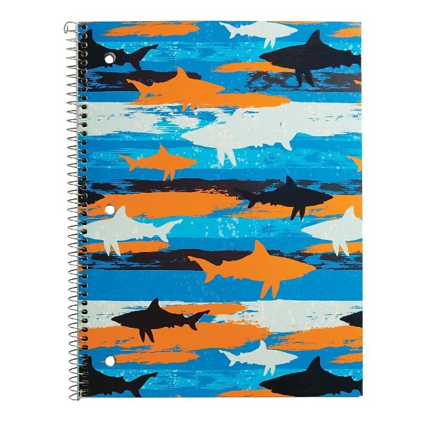 ® 1 Subject Notebook, Wide Ruled, Sharks, 8" x 10-1/2"