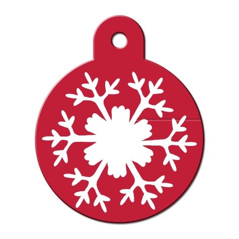 Large Snowflake Circle Personalized Engraved Pet ID Tag, 1 1/4