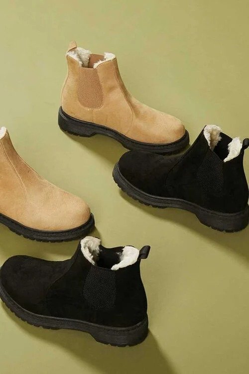 Faux Fur-Lined Chelsea Booties
