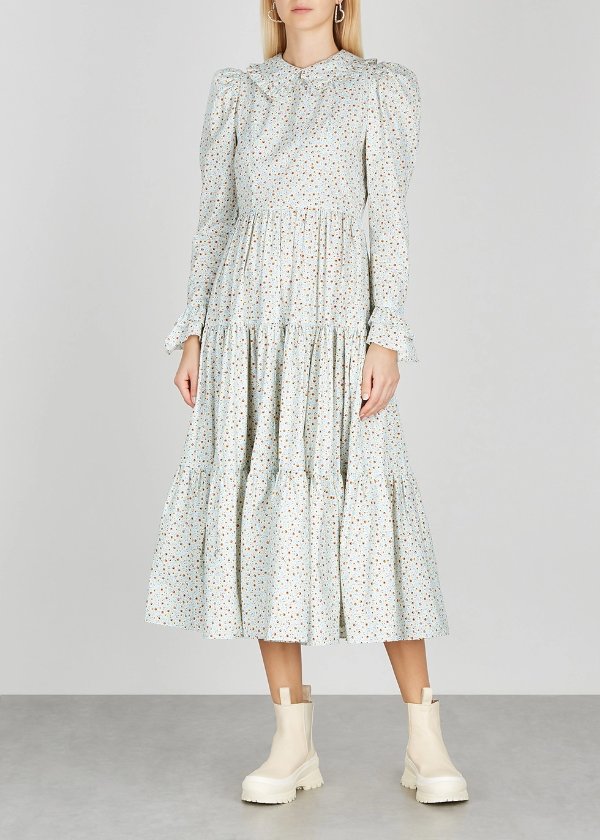 Lucy floral-print cotton midi dress