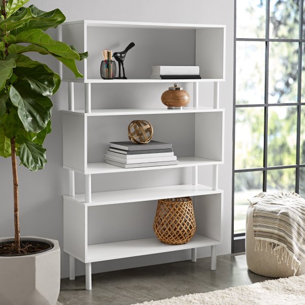 58" Modern 3-Shelf Bookcase, Multiple Colors