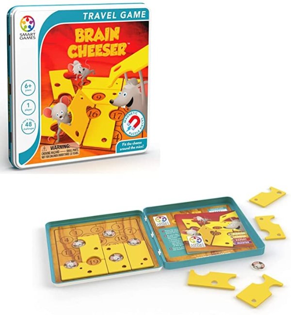 Brain Cheeser Tin Box Magnetic Travel Game with 48 Challenges for Ages 6+