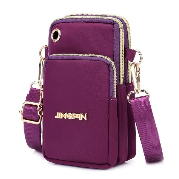 Letter Detail Phone Bag, Women's Fashion Zipper Crossbody Bag, Versatile Nylon Storage Bag For Coin & Earphone - Clothing, Shoes & Jewelry - Temu