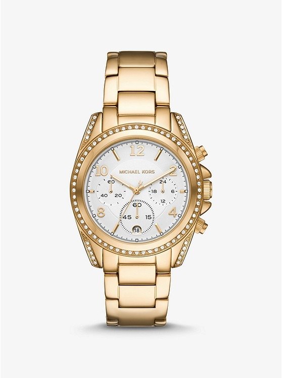 Oversized Blair Pave Gold-Tone Watch