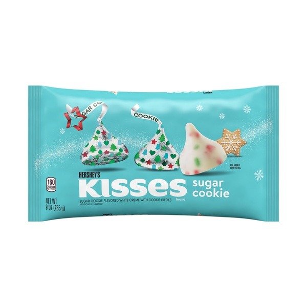 Kisses Sugar Cookie Flavored White Creme, Christmas Candy Bag, 9 oz