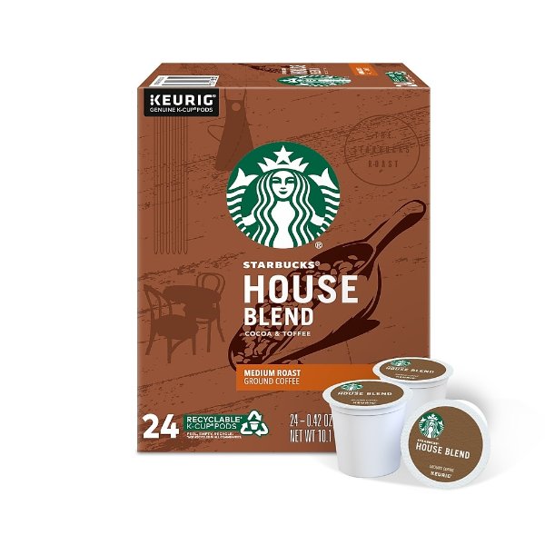 Starbucks House Blend Coffee, Keurig® K-Cup® Pods, Medium Roast, 24/Box (736087)