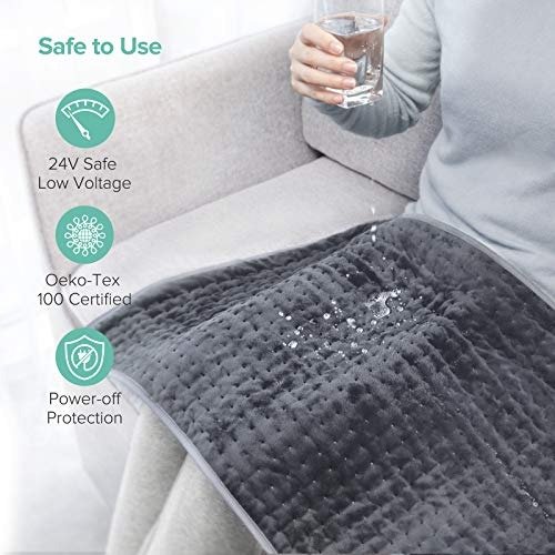 Sable Heating Pad for Back Pain and Cramps Relief - Extra Large [17"x33"] - Electric Heating Pad with Moist & Dry Heat Therapy Options - Auto Shut Off - 10 Heat Settings- Hot Heated Pad
