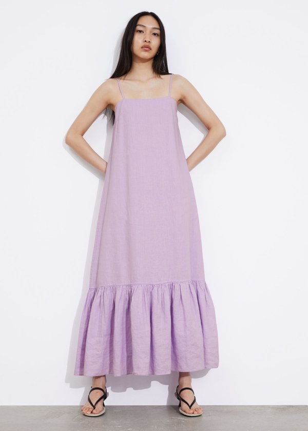 Strappy Linen Midi Dress