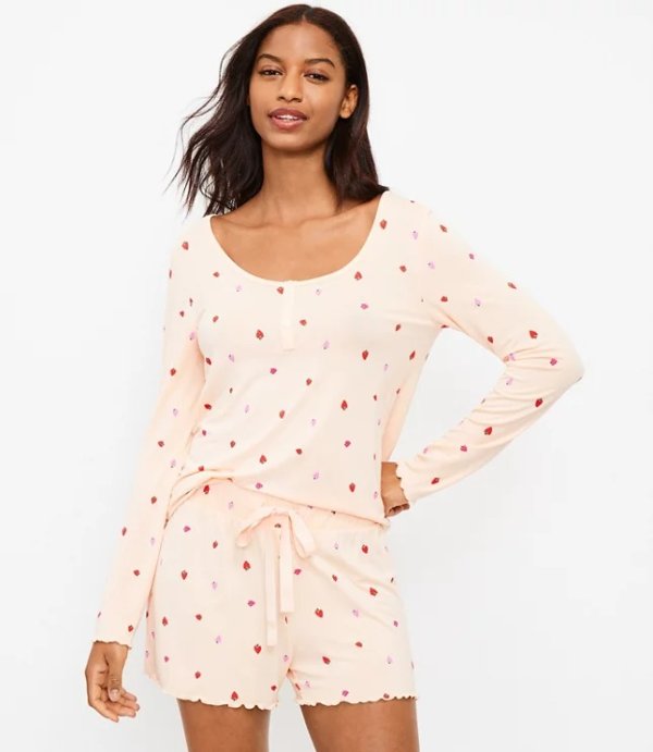 Strawberry Henley Pajama Top | LOFT