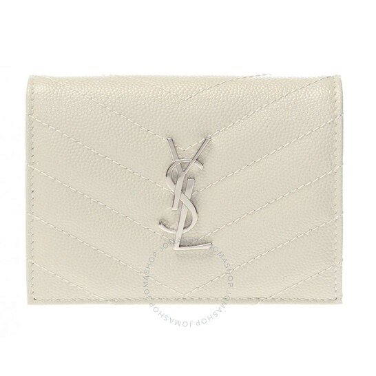 Ladies Monogram Quilted Leather Wallet in White