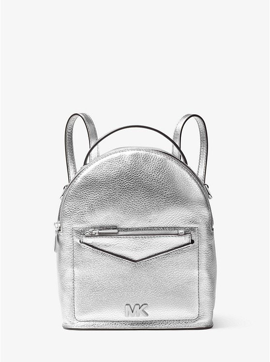 Jessa Small Metallic Pebbled Leather Convertible Backpack