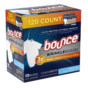 Bounce WrinkleGuard Mega Dryer Sheets, 120 count