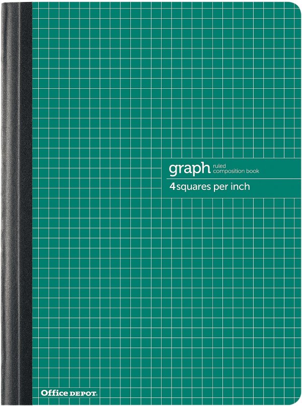 ® Brand Composition Book, 7-1/4" x 9-3/4", Quadrille Ruled, 80 Sheets, Green