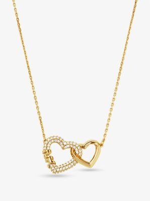 Precious Metal-Plated Sterling Silver Interlocking Hearts Necklace