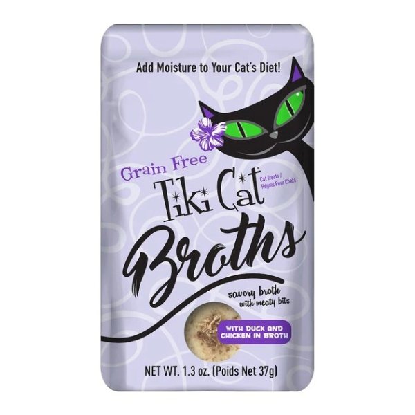 Broths Duck & Chicken in Broth with Meaty Bits Grain-Free Wet Cat Food Topper, 1.3-oz pouch, case of 12 - Chewy.com