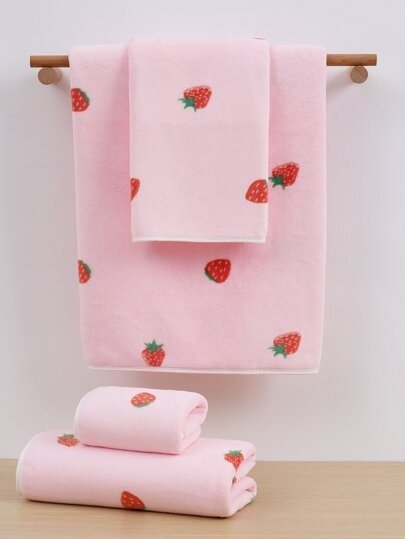 草莓印花毛巾 1条