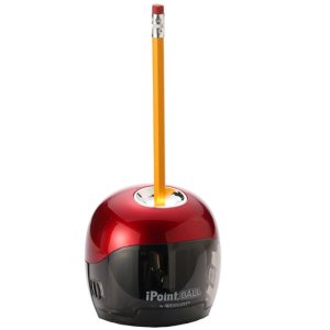 Westcott iPoint Ball Battery Pencil Sharpener, Red/Black (15570)