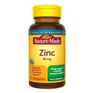 Nature Made Zinc 30 mg, Dietary Supplement for Immune Health and Antioxidant Support, 100 Tablets