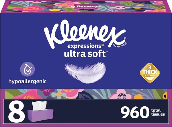 Kleenex 超柔软面巾纸 3层120抽 8盒 共960抽
