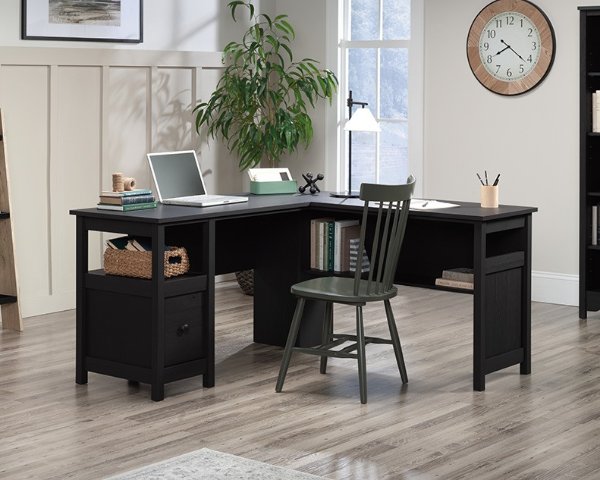 Modern L-Shaped Desk in Raven Oak