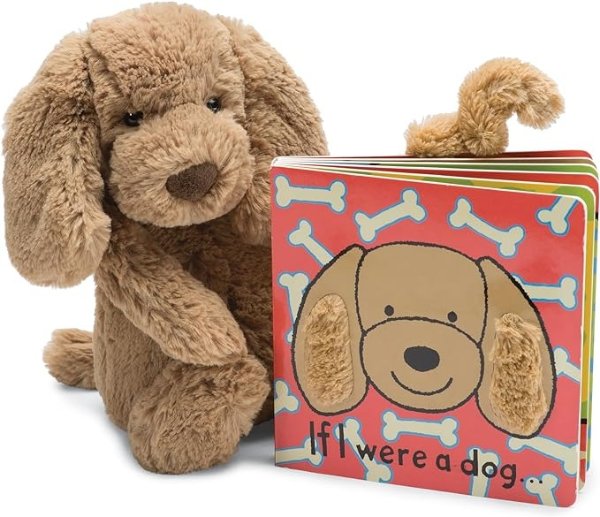 If I were a Dog Board Book and Bashful Toffee Puppy Stuffed Animal