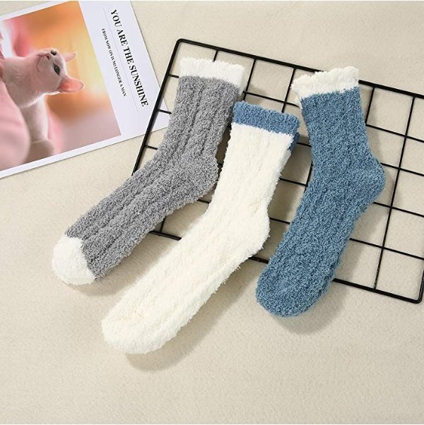 Womens Fuzzy Socks Winter Warm Fluffy Socks Athletic Outdoor Sports Socks