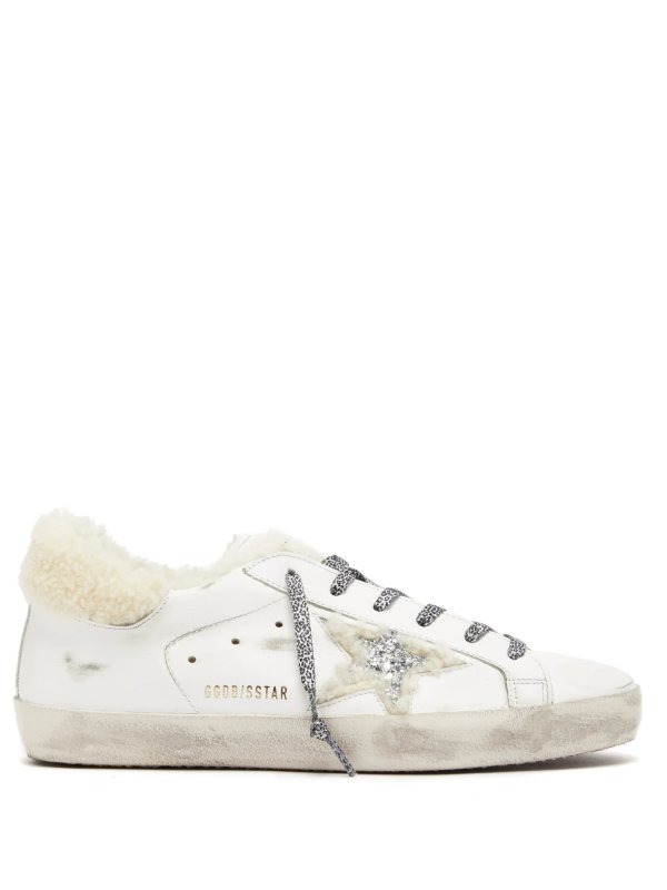 Superstar shearling-trimmed leather trainers | Golden Goose | MATCHESFASHION US