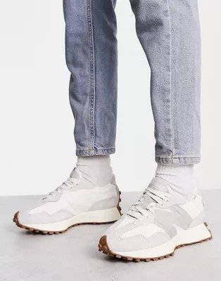 327 sneakers in white with gray detail - Exclusive to ASOS