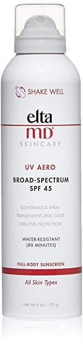EltaMD UV Aero Sunscreen Broad-Spectrum SPF 45, Water-Resistant, Continuous Spray, Oil-free, Dermatologist-Recommended Mineral-Based Zinc Oxide Sunscreen Spray, 6.0 oz