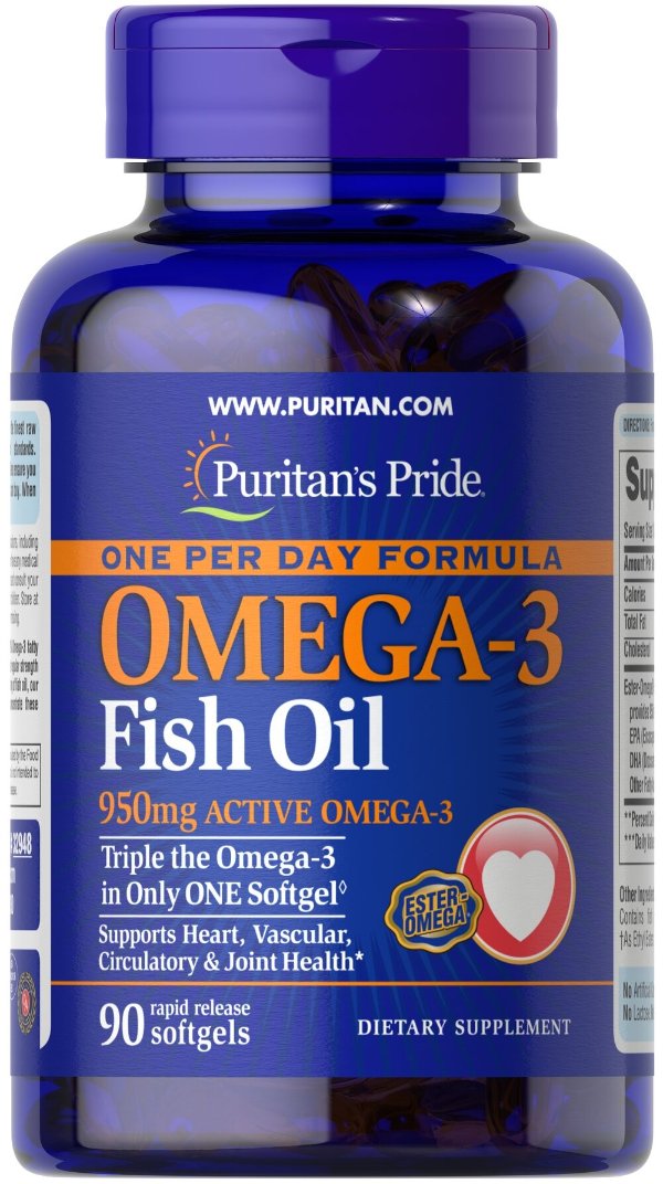 One Per Day Omega-3 Fish Oil 1360 mg 90 softgels | Puritan's Pride