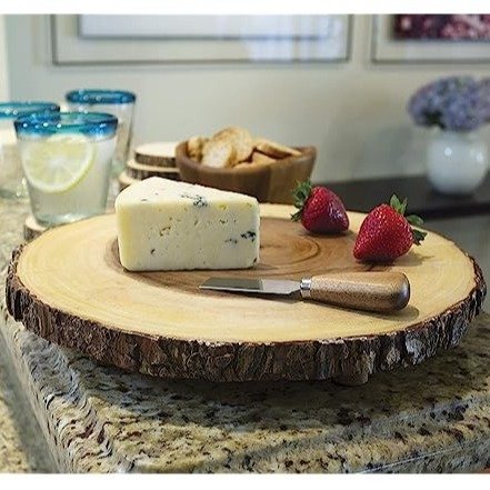 Lipper International Acacia Tree Bark Footed Server for Cheese