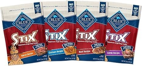 Stix Natural Soft-Moist Dog Treats, Beef, Bacon, Lamb, and Chicken 5-oz Variety Pack, 4 count