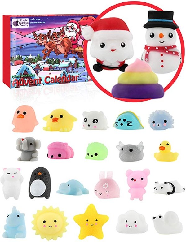 The Original Mochi Squishy Toys Advent Calendar for Kids 2019 Edition, with 24 Different Mochi Squishies Including an Exclusive Large Santa & Snowman! Christmas Countdown Calendars for Girls and Boys!