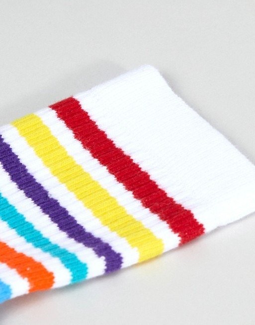 ASOS DESIGN rainbow stripe ankle socks at asos.com