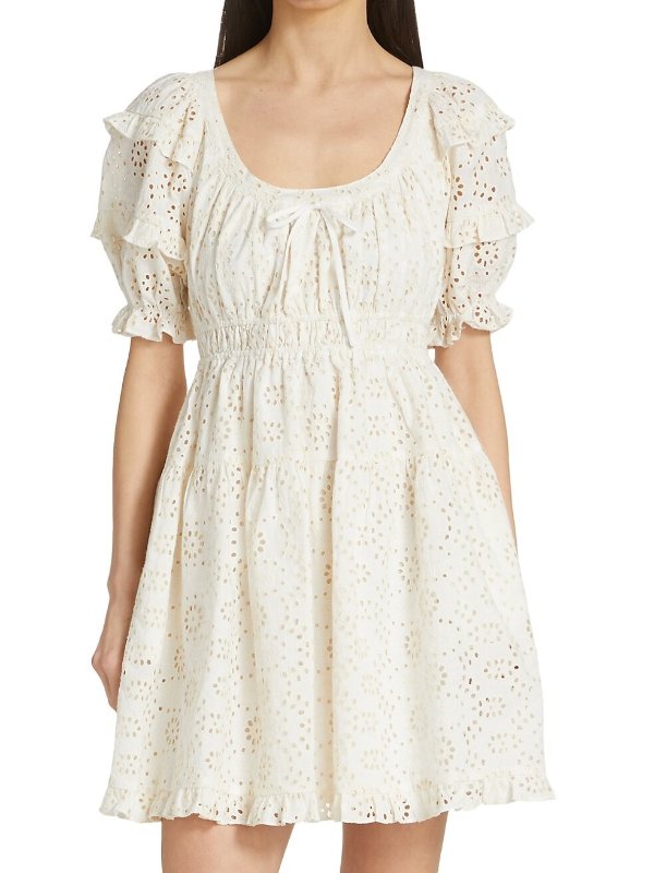 Cavaretta Eyelet Embroidered Cotton Mini Dress