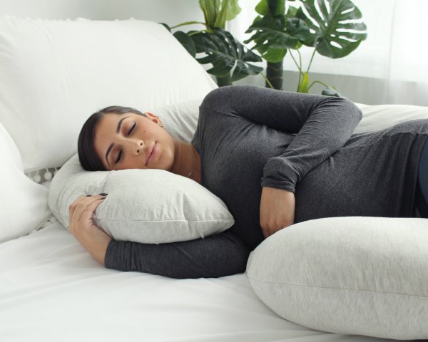  Pregnancy Pillow with Jersey Cover - C Shaped Body Pillow for Pregnant Women